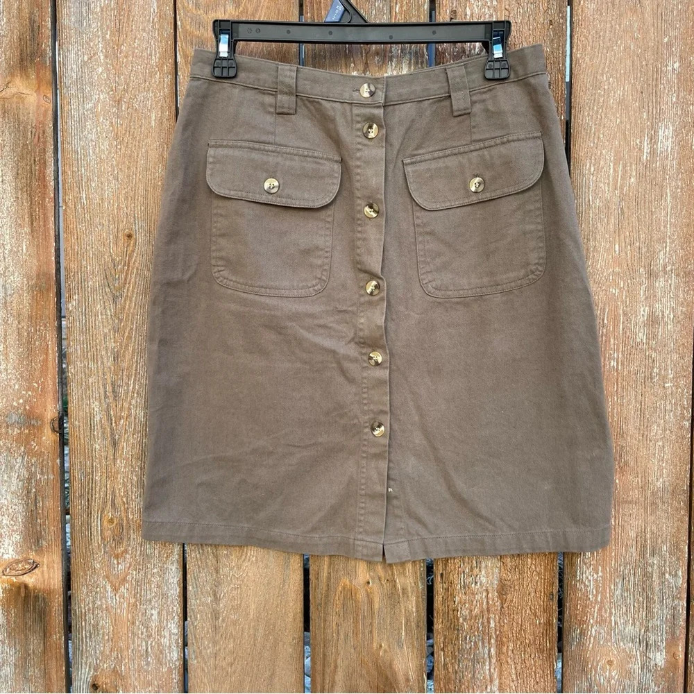 KHAKI OLIVE BROWN Women’s Button Down Pencil Skirt Size 8